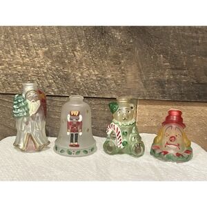 Vintage Christmas Santa Clown Bear glass light cover‎ tree ornaments Lot of 4